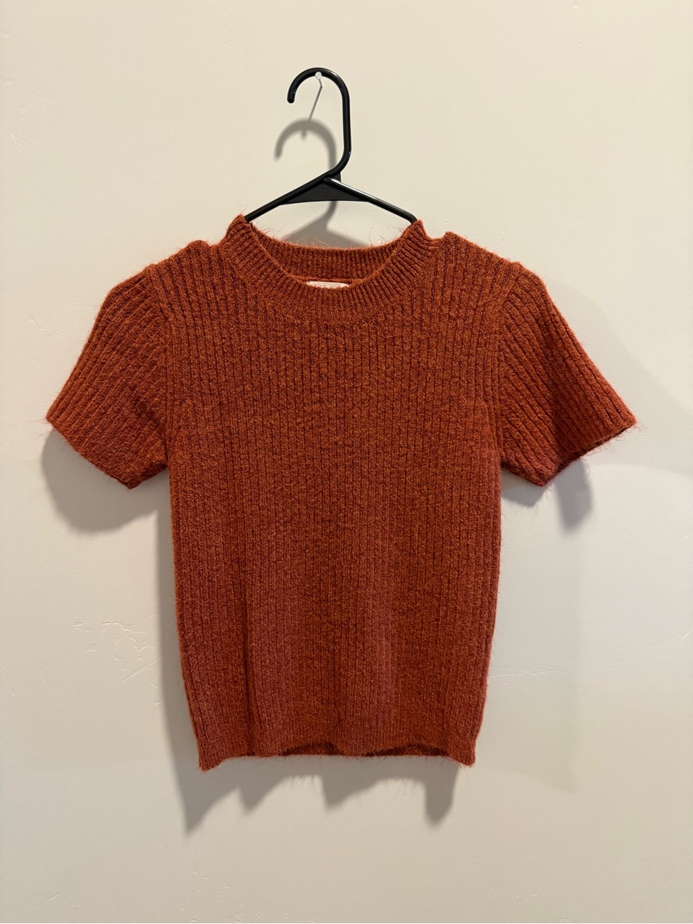 Dreamers Short-Sleeve Ribbed Knit Top - Rust Orange